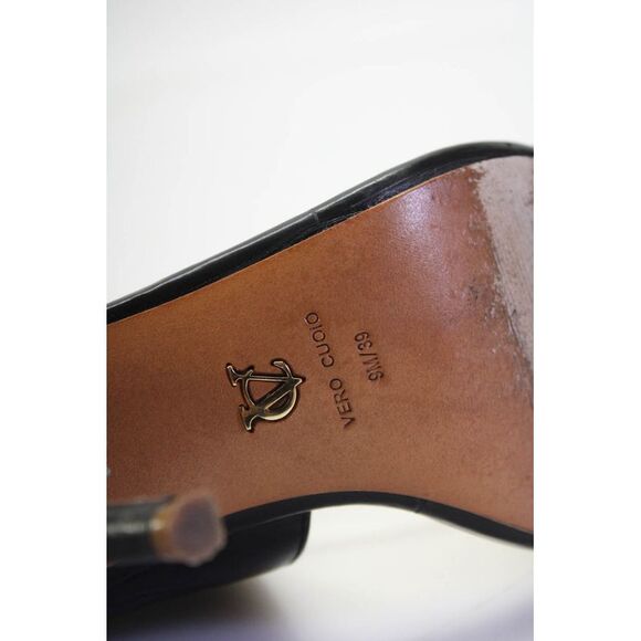 VC Signature Womens Ankle Strap Stiletto Sandals Black Leather Size 39 9 - Picture 5 of 6